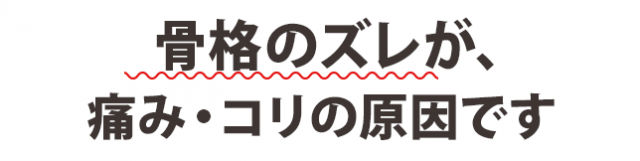 骨格のズレが、痛み・コリの原因です